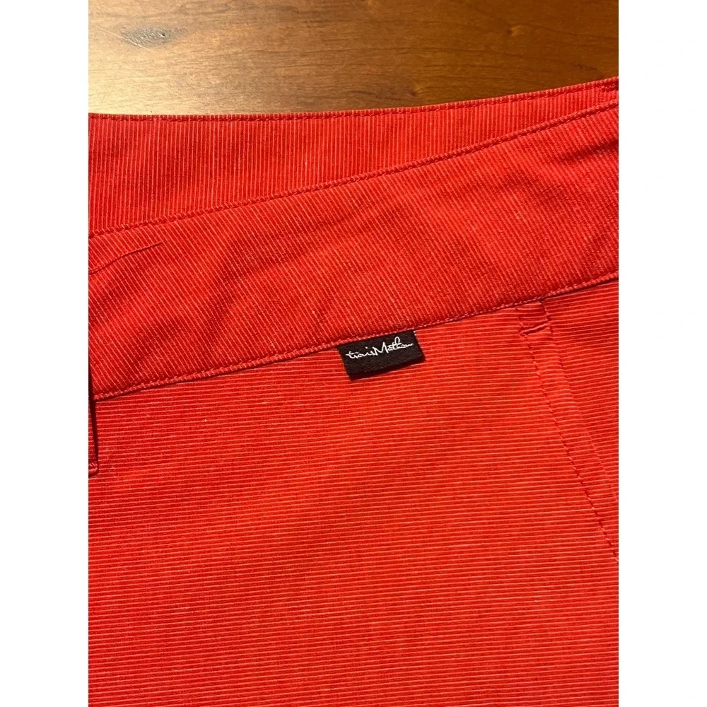 TravisMathew Golf Shorts Mens Size 35 Red Coral Performance Stretch Flat Front